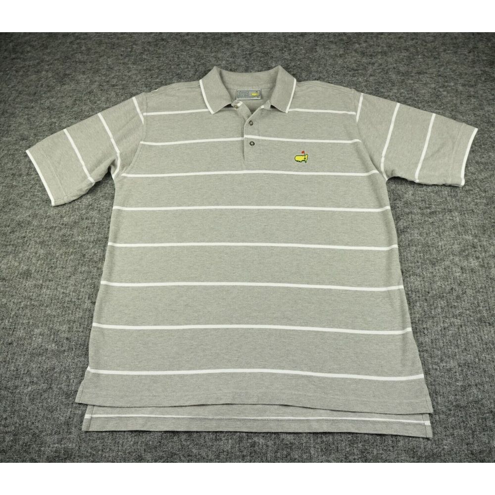 Slazenger Augusta Masters Golf Polo Shirt Mens Extra Large Gray Striped Cotton‎